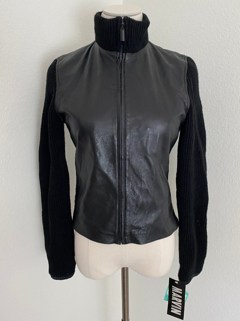 NWT Vintage Marvin Richards Leather Sweater Jacket - S